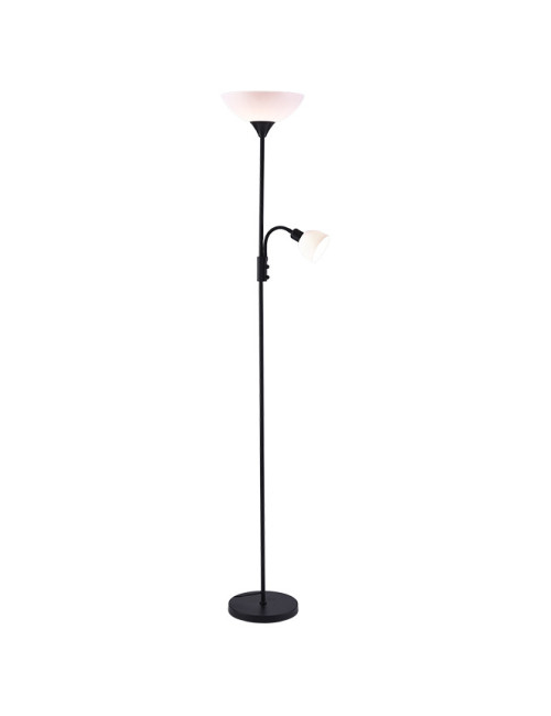 Candeeiro de pé TORINO com braço de leitura 1xE27+1xE14 Alt.179xD.25cm preto