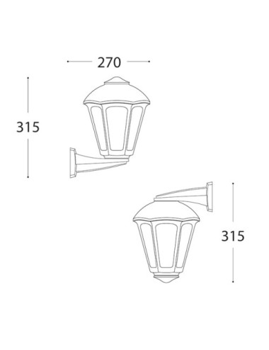 Aplique GIAMPY 1xE27 IP55 C.21xL.27xAlt.31