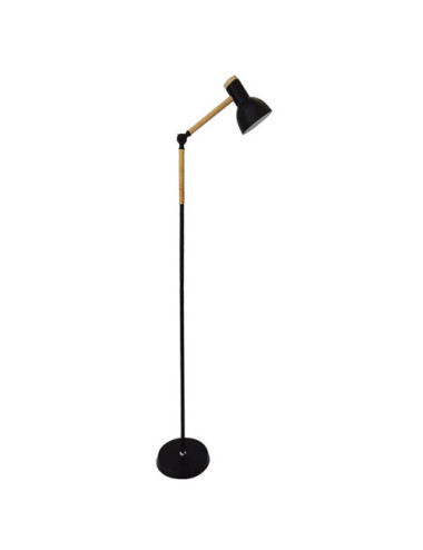 Candeeiro de pé TEACHER 1xE27 Alt.150cmxD.22cm Preto/Madeira