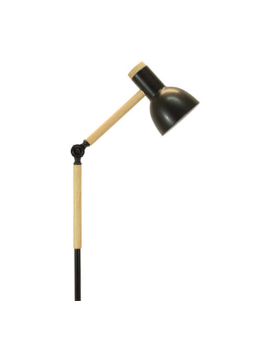 Candeeiro de pé TEACHER 1xE27 Alt.150cmxD.22cm Preto/Madeira
