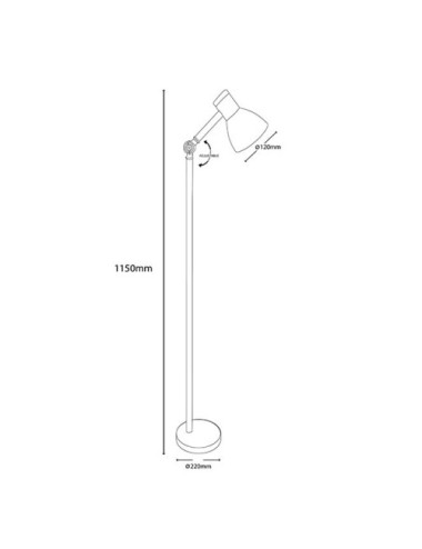 Candeeiro de pé TEACHER 1xE27 Alt.150cmxD.22cm Preto/Madeira