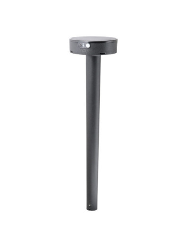Foco com espigão FIORINA 2W LED 4000K c/sensor movimento e painel solar IP55 Alt.78xD.16cm preto