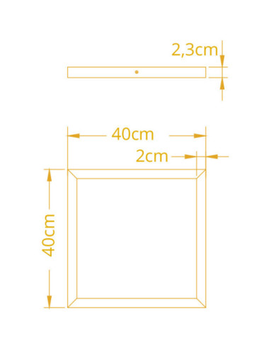 Painel de superfície VOLTAIRE 40x40 32W LED CCT 3000/4000/6500K C.40xL.40xAlt.2
