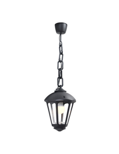 Suspensão GIAMPY 1xE27 IP55 C.21xL.21xAlt.75cm resina preta