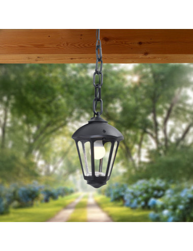 Suspensão GIAMPY 1xE27 IP55 C.21xL.21xAlt.75cm resina preta