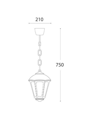Suspensão GIAMPY 1xE27 IP55 C.21xL.21xAlt.75cm resina preta