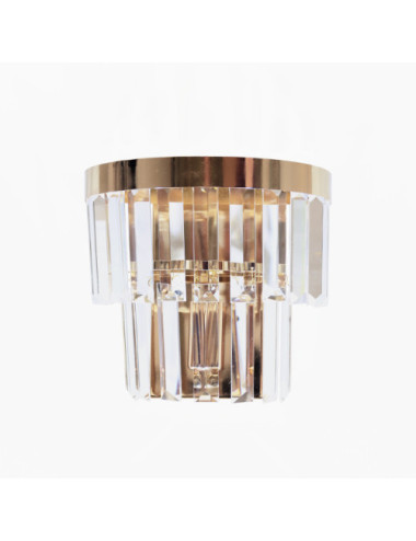Aplique OLFUS 1xE14 Alt.22xD.22cm com cristais transparentes e chapa dourada