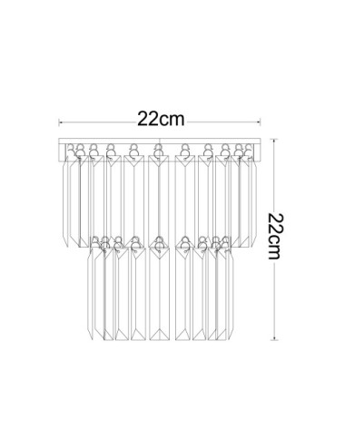 Aplique OLFUS 1xE14 Alt.22xD.22cm com cristais transparentes e chapa dourada