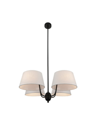 Candeeiro de tecto MARIZA 4xE14 preto com 4 abatjours bege