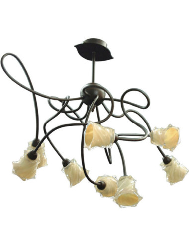 Candeeiro de tecto PIACENZA 8xG9 Alt.Reg.xD.65cm castanho