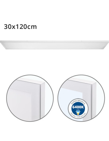 Painel de superfície VOLTAIRE 30x120 72W LED 5760lm 6400K 120° C.120xL.30xAlt.2,3cm Branco