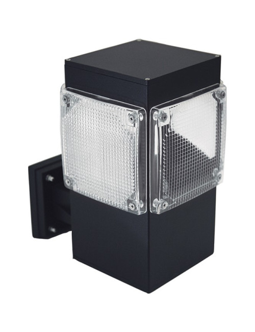 Aplique GARDUNHA quadrado IP54 1xE27 C.18xL.26xAlt.30cm Alumínio+Plástico Preto