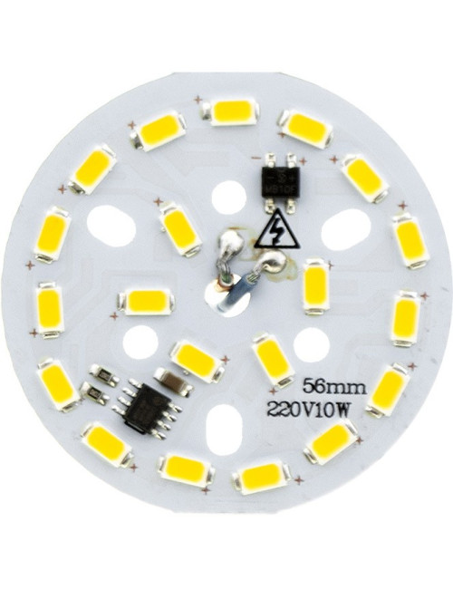 Módulo LED redondo 10W D.56mm 570lm 3000K 230V cabo30cm