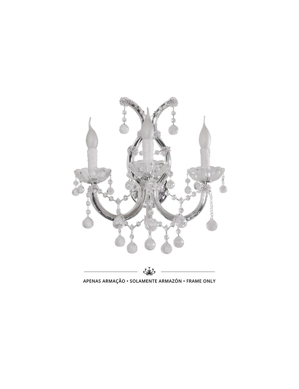 Aplique M.TERESA 3xE14 cromado (só armação sem cristais incluídos)
