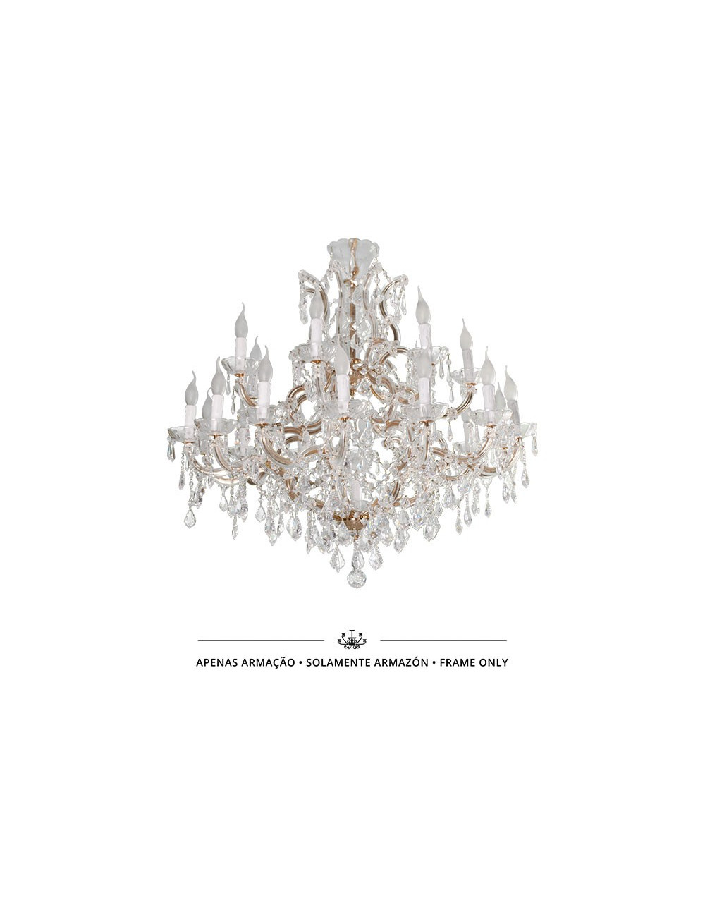 Candeeiro de tecto M.TERESA 22xE14 dourado (só armação sem cristais incluídos)