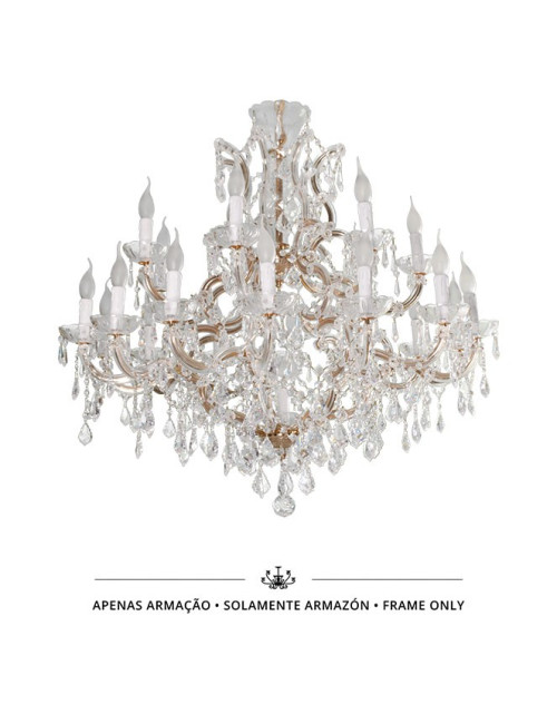 Candeeiro de tecto M.TERESA 22xE14 dourado (só armação sem cristais incluídos)